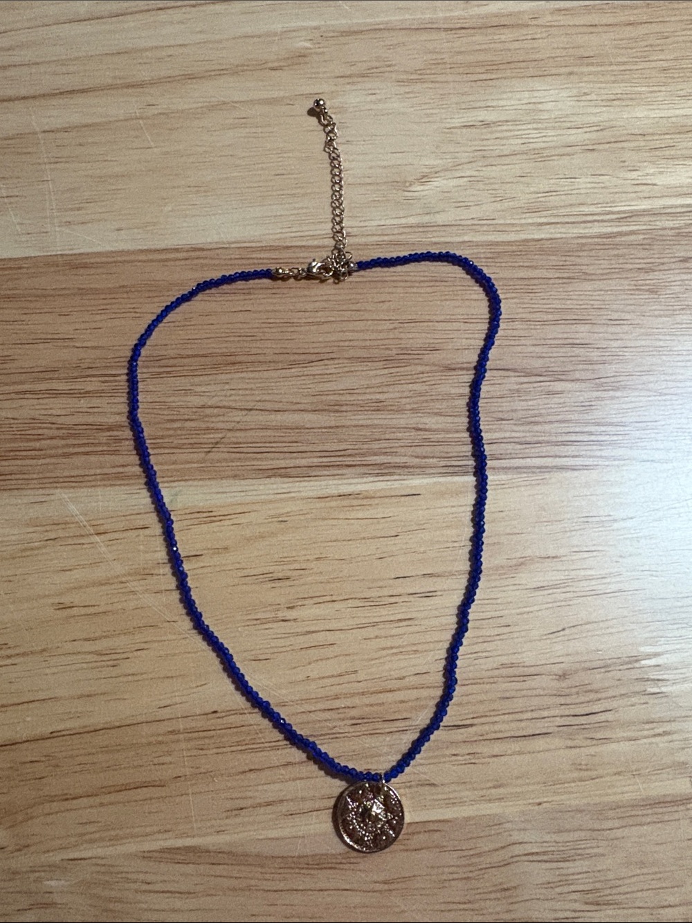 Urban Outfitters Blue Beaded and Gold Choker Necklace